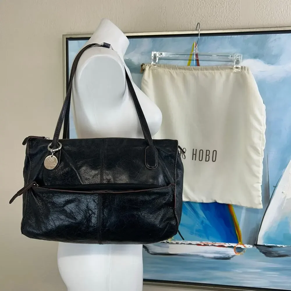 HOBO Leather Friar purse Black soft distressed shoulder bag and dust bag